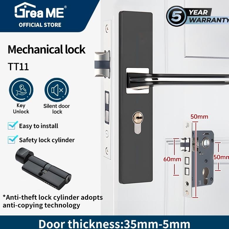 ''Terlaris" Greame Kunci Handle Handel Pintu Rumah Gembok Anti Maling Dengan Inti Kunci Tahan Bobol 