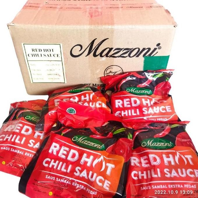 

1 DUS saus sambal red hot mazzoni sachet 8 gram isi 15 pack Sauce fried chicken Pedas Spicy TF