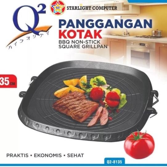Alat Panggang BBQ Kotak Korea Grill Pan Q2-8135 35CM Grill Pan Q2