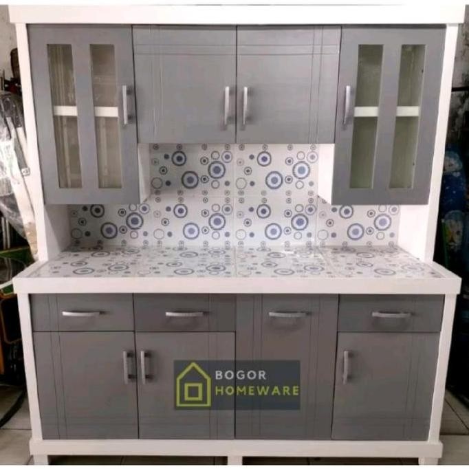 Spesial (Khusus Bogor) Lemari Dapur / Lemari Piring Kayu 4 Pintu