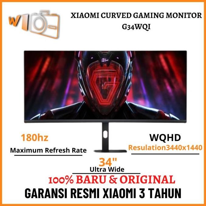 Premium MI Monitor Gaming Curved 34 Inch 144Hz WQHD Original