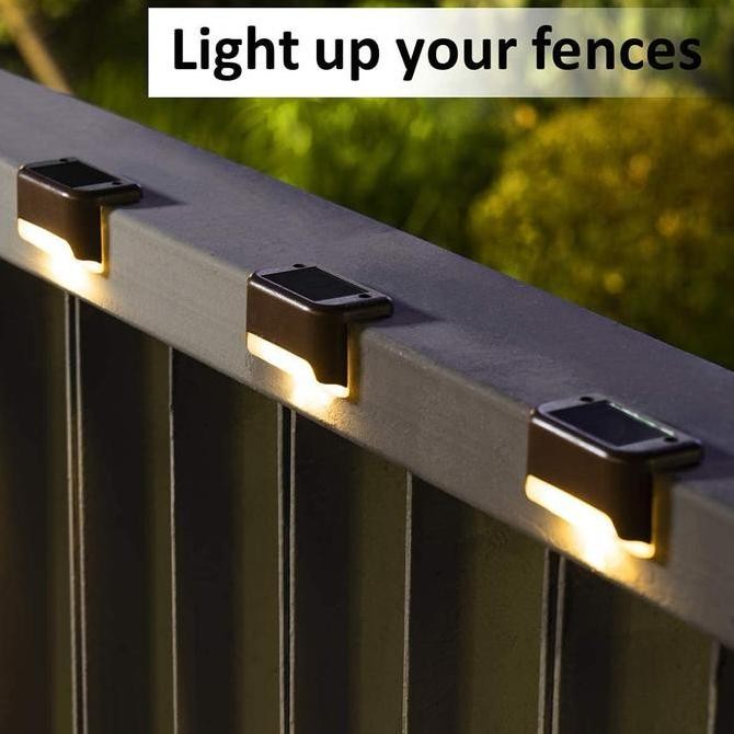

Lampu Pagar Lampu Tangga Taman (Harga untuk 4pcs) Lampu Siku taman Tenaga Surya Lampu Solar Waterproof IP65 Warm White 4 PCS LED Solar Lamp Path Stair Outdoor Waterproof Wall Light Garden Landscape Step Deck Lights Balcony Fence Solar Lights Casing Hitam