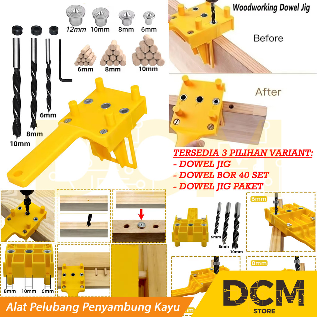 Dowel Jig Alat Pelubang Dowel Penyambung Kayu Papan Kayu Plywood Drill