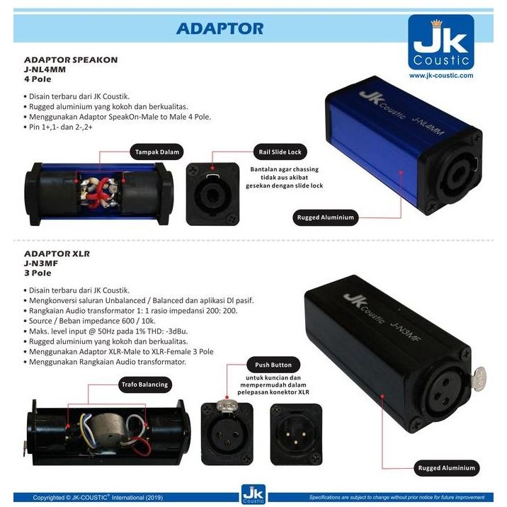 Sambungan Jack Speakon Jk Coustic Jnl4Mm New Stok