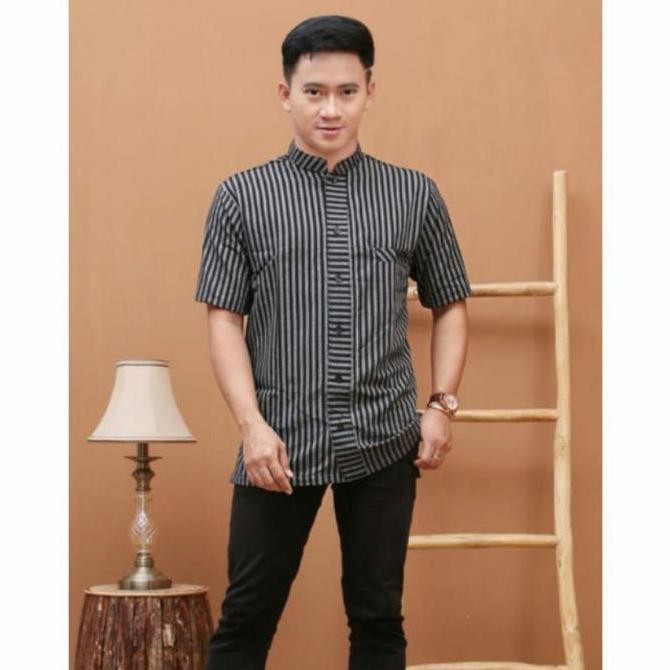 KEMEJA SURJAN LURIK BAJU ADAT JAWA PRIA LENGAN PENDEK