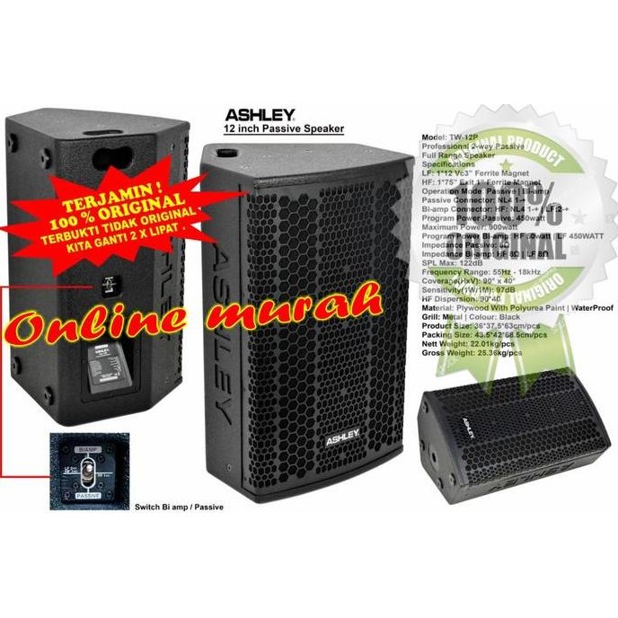 Speaker Pasif 12 Inci Ashley Tw12P Ashley Tw 12P 2Way Ashley Tw12P New Stok