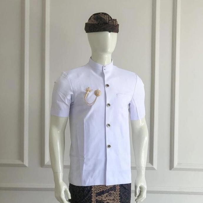 BAJU SAFARI PUTIH PAKAIAN ADAT BALI PRIA