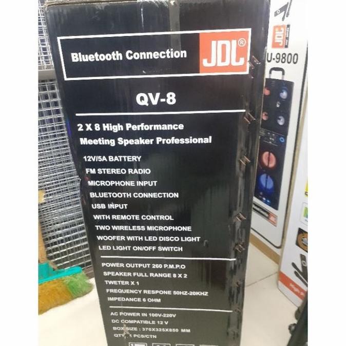 Speaker Portable Jdl Qv-8 Qv 8 Qv8 Double 8 Inch Bluetooth Wireles New Stok