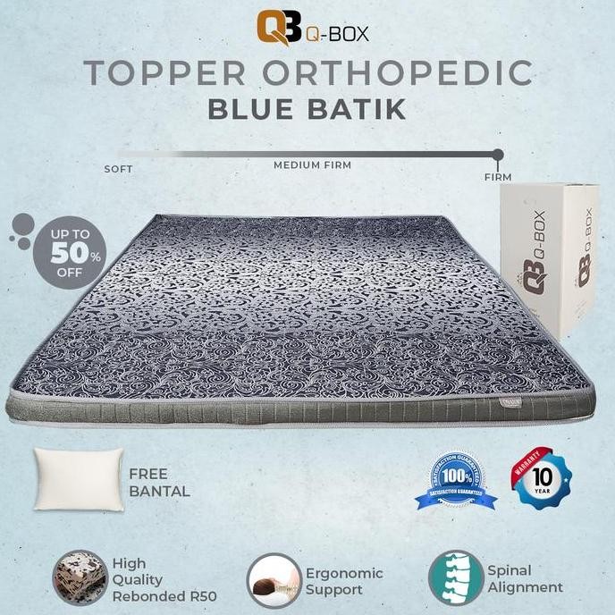 NEW TOPPER BACK PAIN ORTHOPEDIC BLUE BATIK penopang punggung stabilo kasur ortopedi  Busa Foam