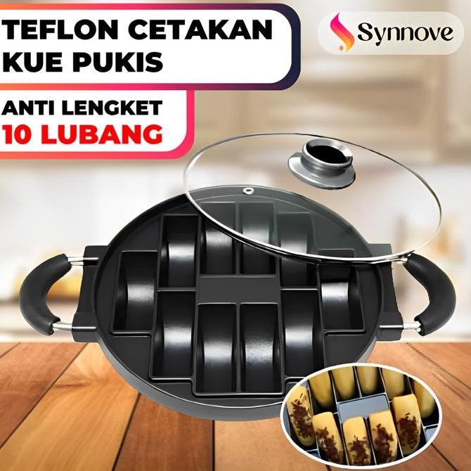 TERBARU - Cetakan Kue Pukis 10 Lubang SET Tutup Kaca Cetakan Kue Pancong Loyang Anti Lengket
