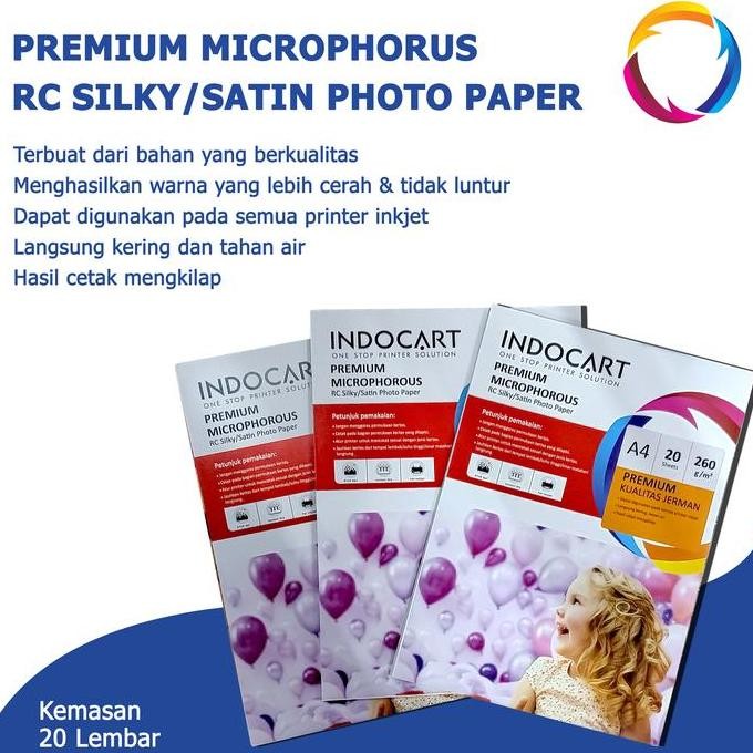 

Indocart Kertas Foto-Microporous Rc Silky Satin Photo Paper-260G-A4-20 Best Seller