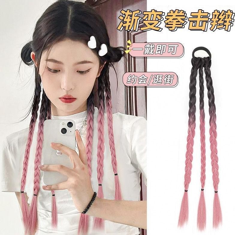 Rambut Sintesis Kepang Wig Extention Rambut Wanita Kepang Wig Kuncir Kuda Ganda Kepang Ekstensi Ramb