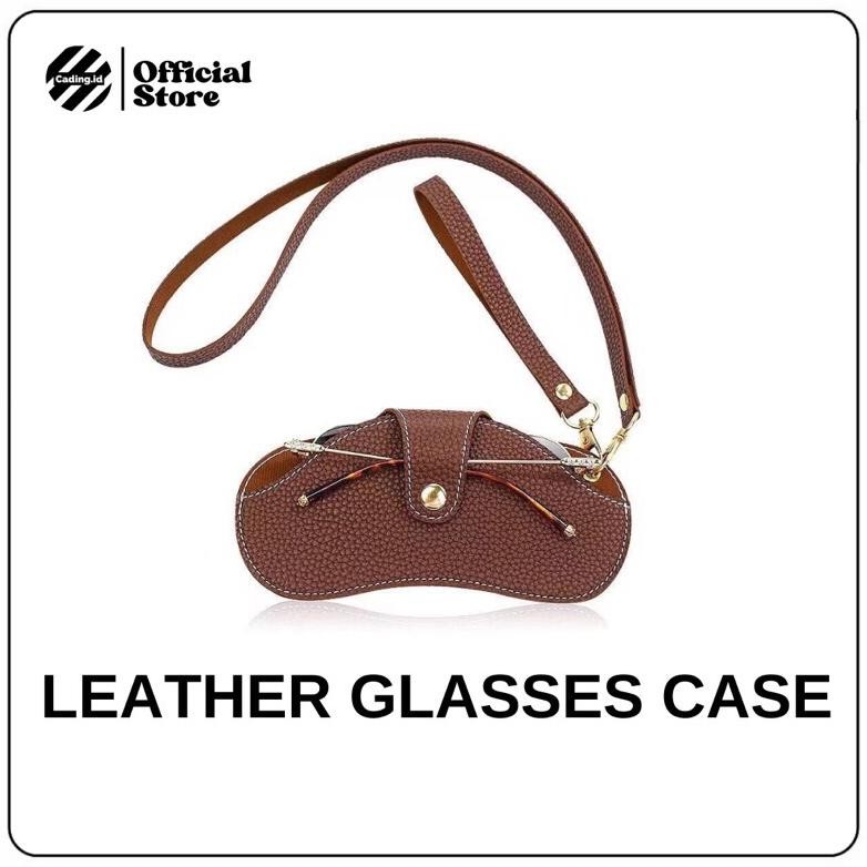 Tas Kacamata Gantung Leher Bahan Kulit PU Pria Wanita Tahan Debu Pelindung Sunglasses Storage Bag AS