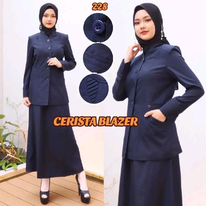 Tersedia Seragam Guru Navy Katun/tipis set Rok A (228)