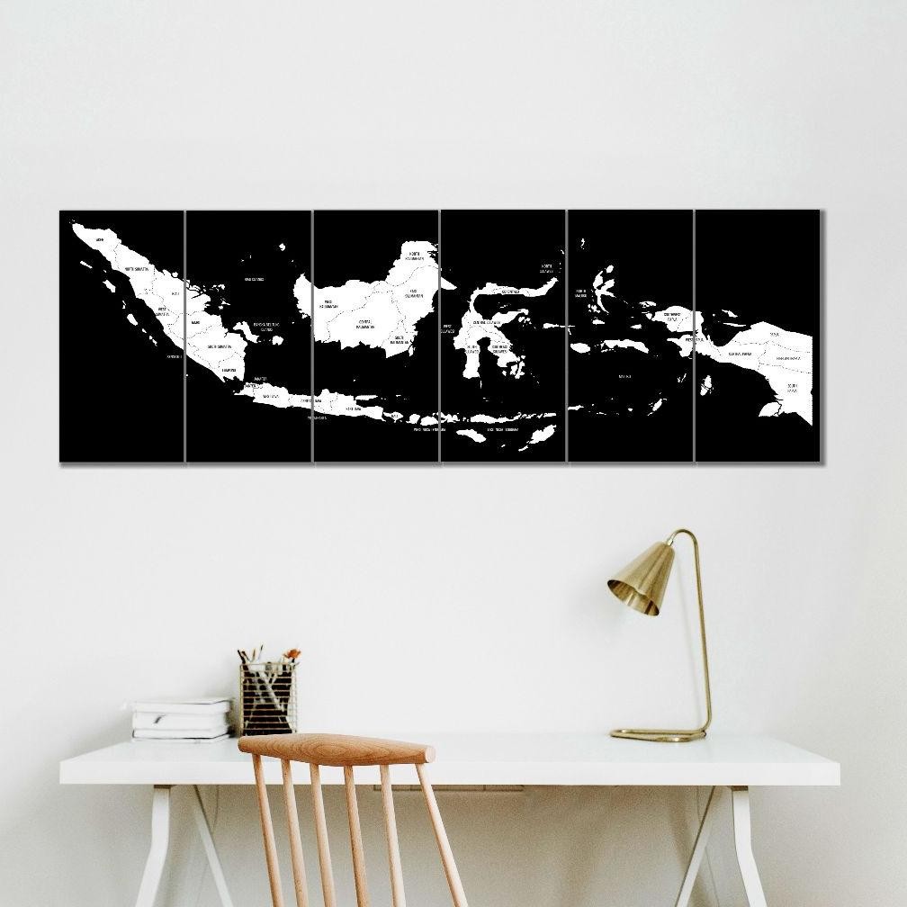 Original Master - Peta Indonesia Jumbo + Nama Daerah [ 120X40Cm ]  Walldecor Premium Untuk Kelas Dan
