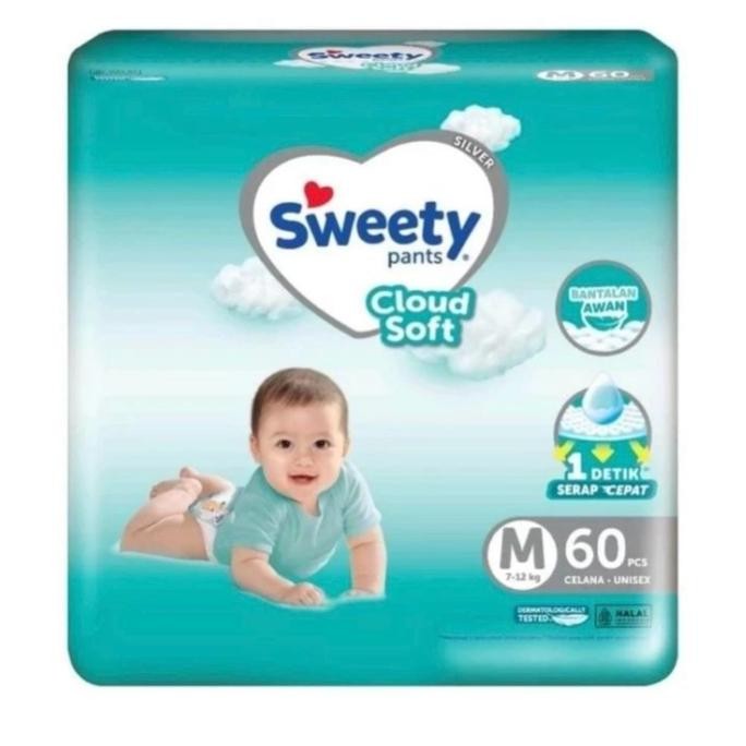 Produk Terbaru Sweety Silver Pant Pants M60 M 60 Popok Cloud Soft Celana Sekali Pakai Diaper Baby Ba