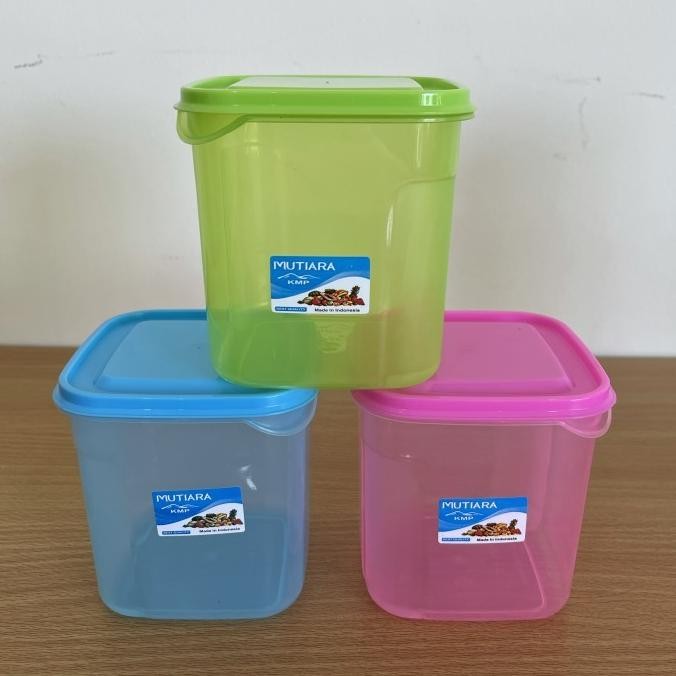 (Expert) Toples Kotak 800ml (9.5x9.5 h:10) Warna Plastik Wadah Kue Makanan