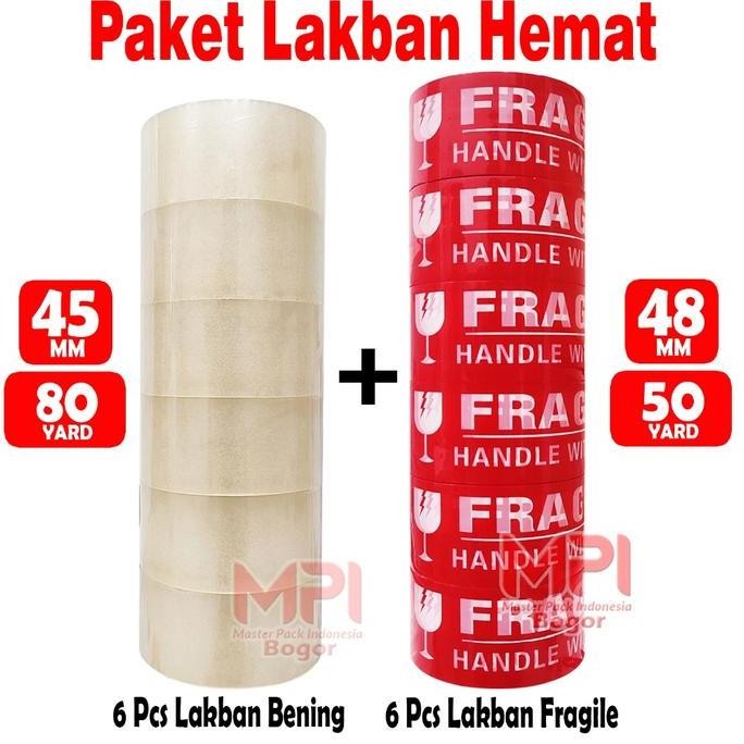 

Promo Paket Lakban Hemat - 6 Pcs Lakban Bening 45 Mm X 80 Yard + 6 Pcs Lakban Fragile Merah 48 Mm X 50 Yard - Master Pack Indonesia Bogor