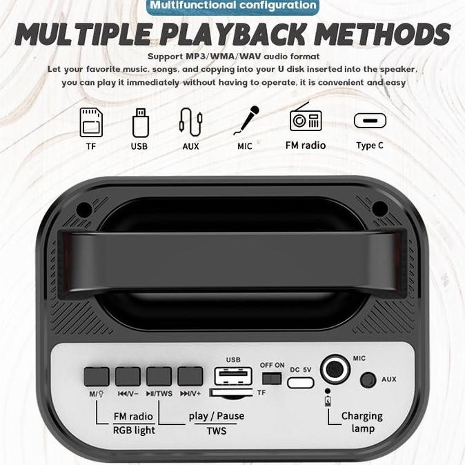 Promo Maiket Speaker Kayu Bluetooth 12-Inch Karaoke Besar Wooden Dual 6-Inch Subwoofer Premium Bass 