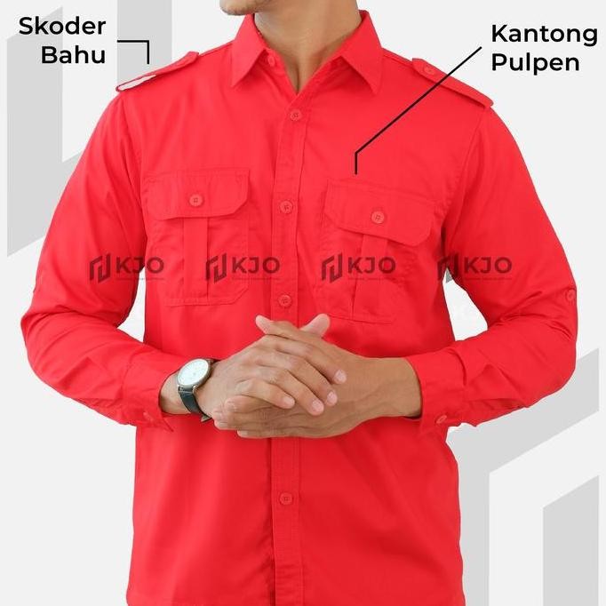 Tersedia PDL Baju Kemeja Seragam Kerja Pakaian Dinas Lapangan Merah Bordir