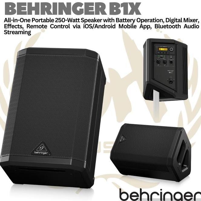 BEHRINGER B1X 250WATT PORTABLE SPEAKER WITH BUILT IN BATTERY, DIGITAL MIXER, EFFECTS, REMOTE CONTROL