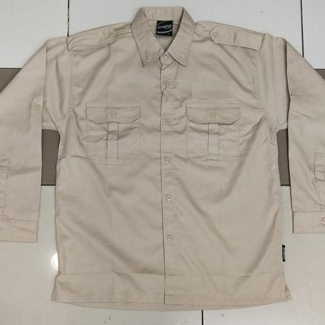 Tersedia Kemeja PDH Polos Seragam PDH Polos Krem Lengan Panjang Pria
