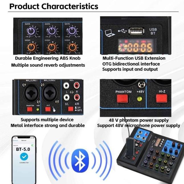 RE403 BLUE MIXER 4 CHANEL MIXER 8 CHANEL MIXER AUDIO MIXER AUDIO MURAH MIXER MINI AUDIO MIXER POWER