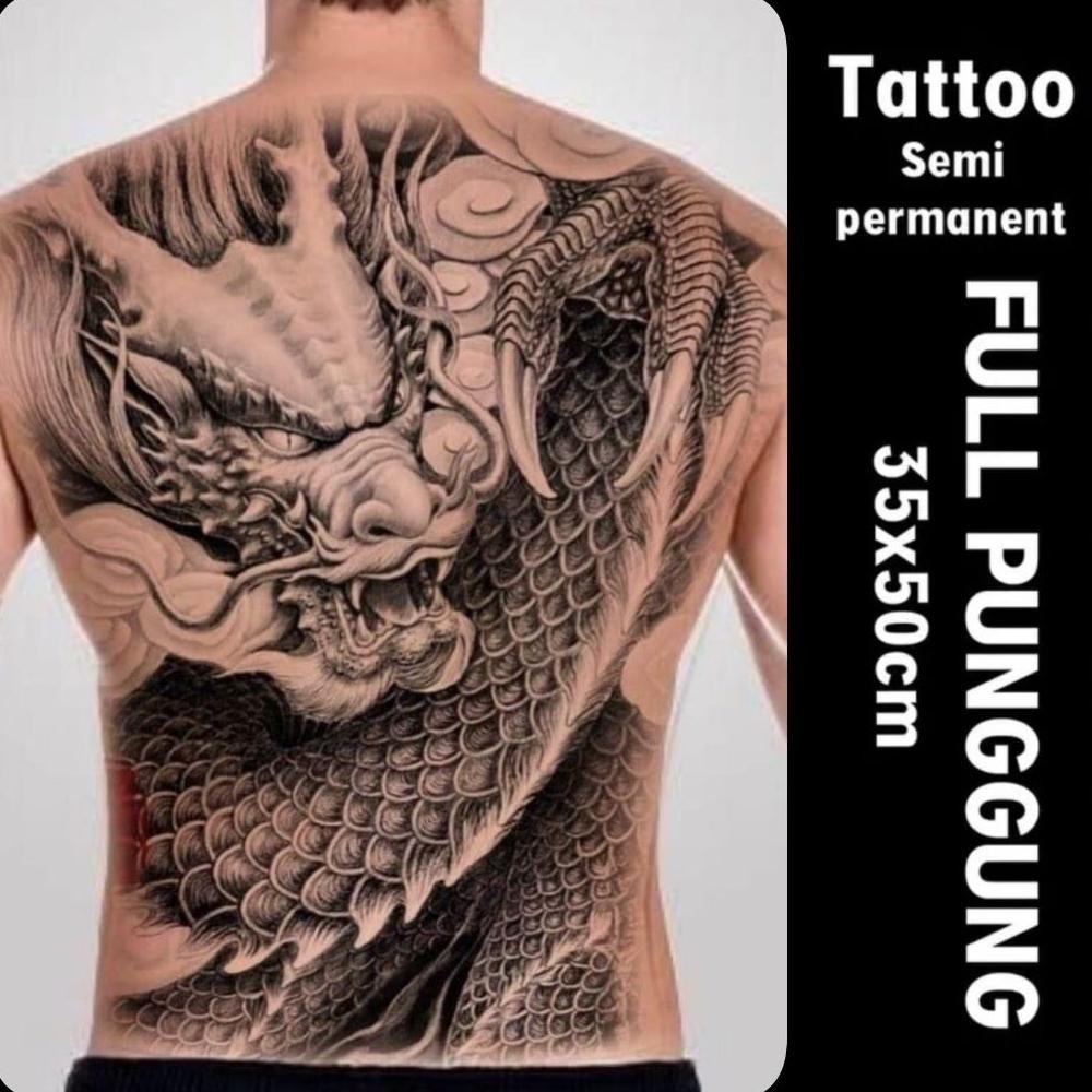 FRUITINKTATTOO - Tato Temporer Semi Permanent Seri TB (Tato Badan Full Punggung) / Tato anti air Kod