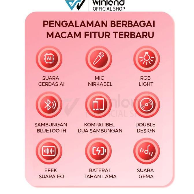 Sale Winland (Cod) Speaker Bluetooth 2Mic 1 Set Speaker Karaoke Cute Wireless Speaker Bluetooth Bass