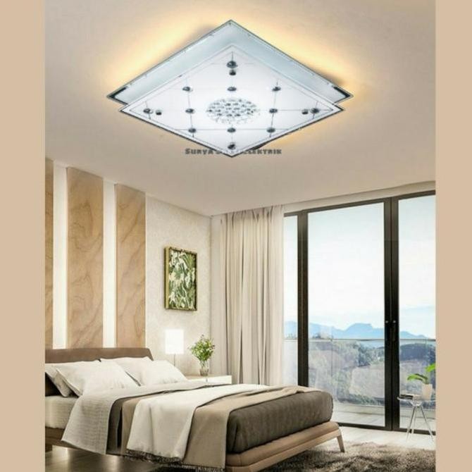 Murah Lampu Plafon Minimalis Led Kotak Kristal Nyala 3 Warna Hias Kamar
