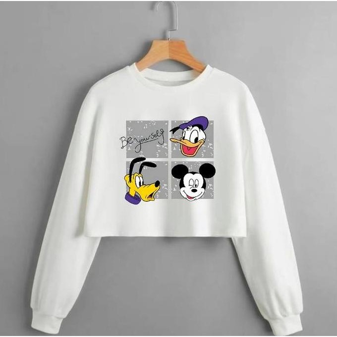 (Expert) COD KAOS CROP TOP LENGAN PANJANG OVERSIZE /CROP TOP KOREA/CROP WANITA MOTIF Combed Soft Ata