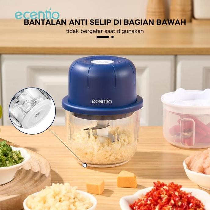 (Expert) ecentio Kaca Mini Chopper Blender Portable 6 pisau+3 pisau 350ml+250ml Bumbu kapsul Alat 30