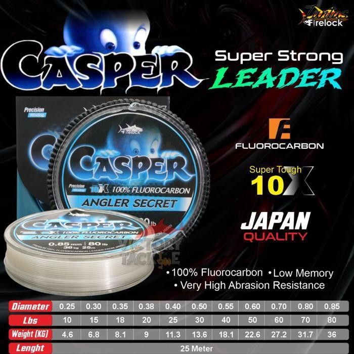 Promo Senar Pancing Leader Firelock Casper Premium 100% Fluorocarbon Leader 25 Meter From Japan Sena