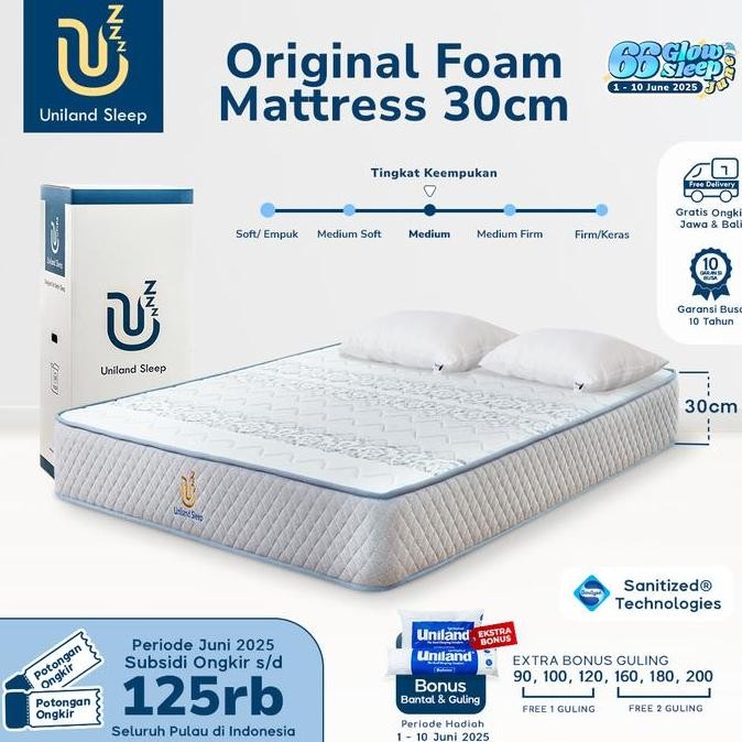 Kasur Busa Uniland Sleep Original 30Cm Foam Mattress Box Free Bantal