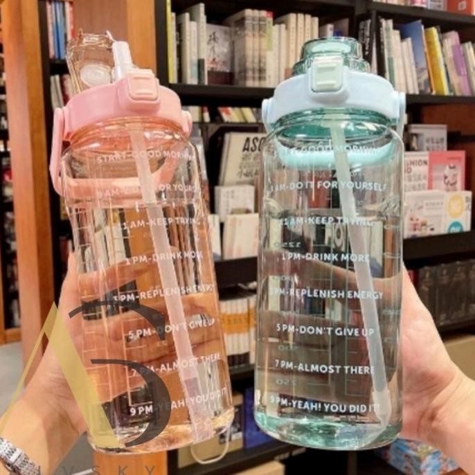 (Expert) BOTOL MINUM 2 LITER / BOTOL BENING MOTIVASI 2 L / BOTOL MINUM VIRAL