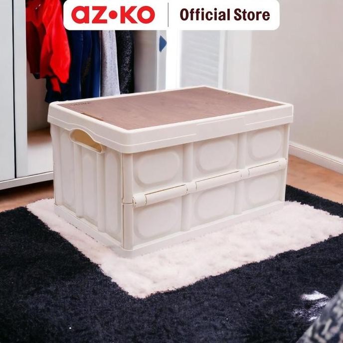 

Terlaris Azko Stora 52X36.5X28.5 Cm Kotak Penyimpanan Lipat Dengan Tutup Kayu Container Box Kotak Serbaguna Plastik Wadah Simpan Storage Box Boks Organizer