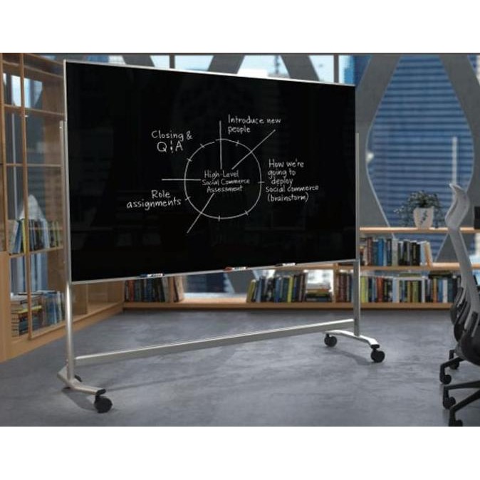 

NEW Glassboard Hitam Standing Papan Tulis Blackboard Kaca Non Magnetic EcoSave