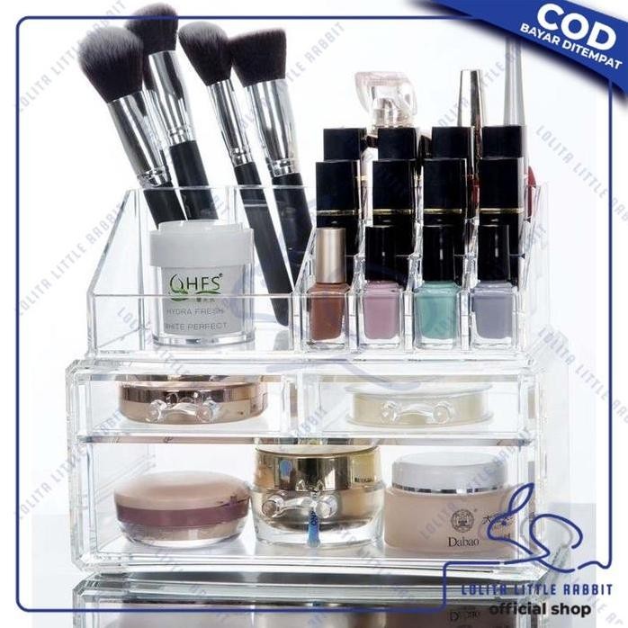 

Terlaris Kotak Make Up Acrylic + 3 Laci Rak Kosmetik Organizer / Rak Serbaguna / Storage Box Cosmetic K16