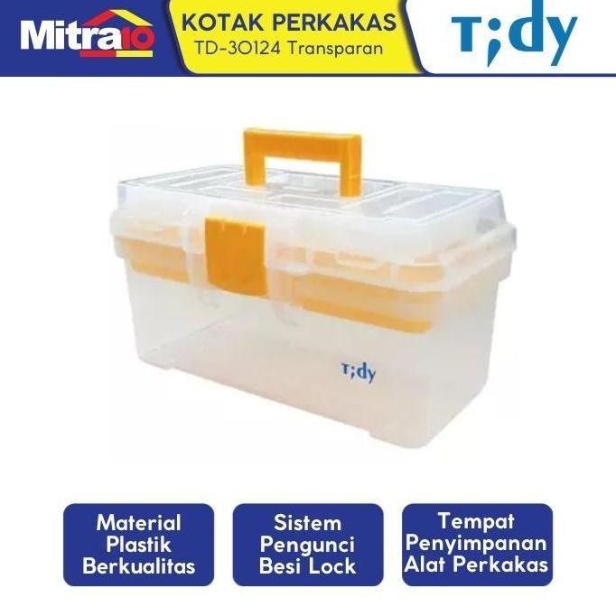 

Terlaris Tidy Kotak Plastik Penyimpan Perkakas Td-30124 15.5 Inch Transparan
