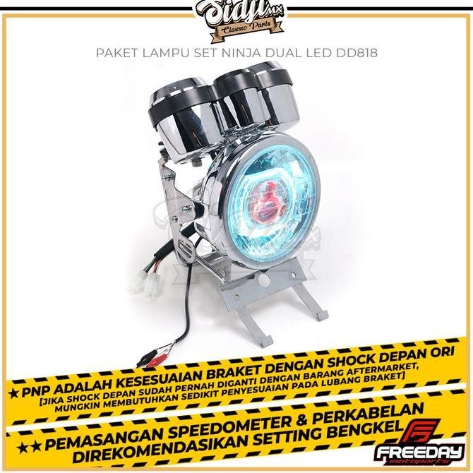 Paket Headlamp Lampu Depan Laser Led Ninja 7inch 12 Led Batok Dan Kupingan Tralis Plus Speedometer N