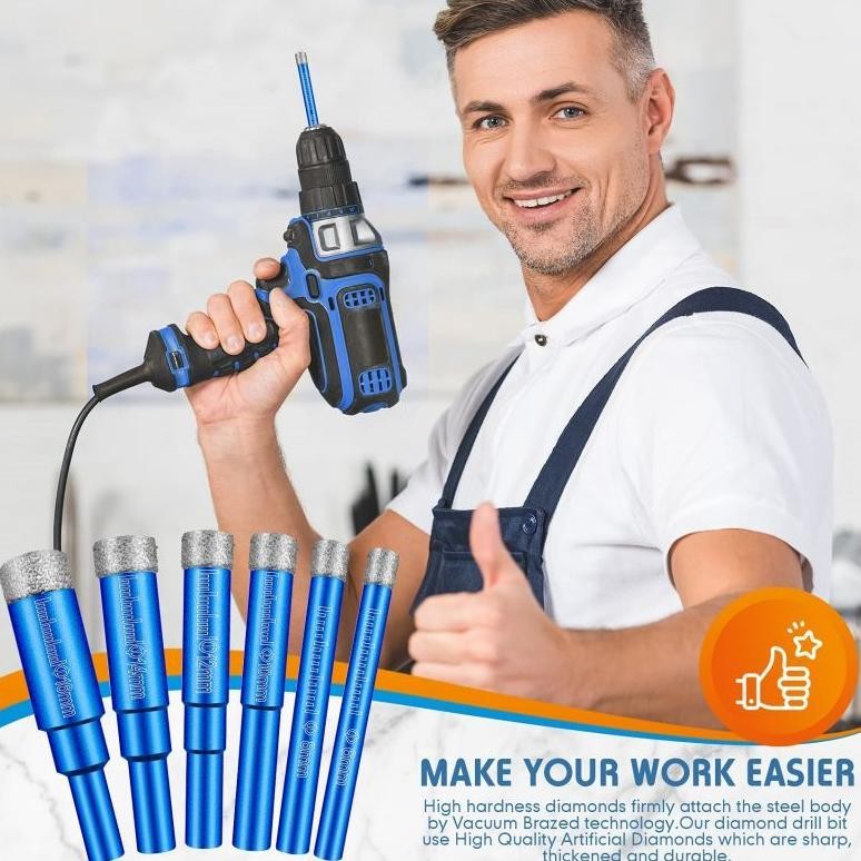 Carlosmomok12 5Pcs/Set Mata Bor Keramik Dan Granit Mata Bor Keramik Set Mata Bor Kaca Set Untuk Kaca