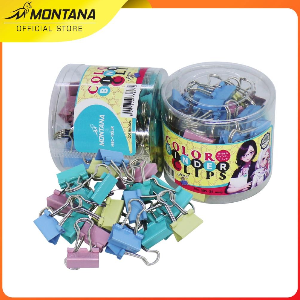 

MONTANA COLOR BINDER CLIP PENJEPIT KERTAS 15 MM 60 PCS KLIP WARNA WARNI MBC-105JR