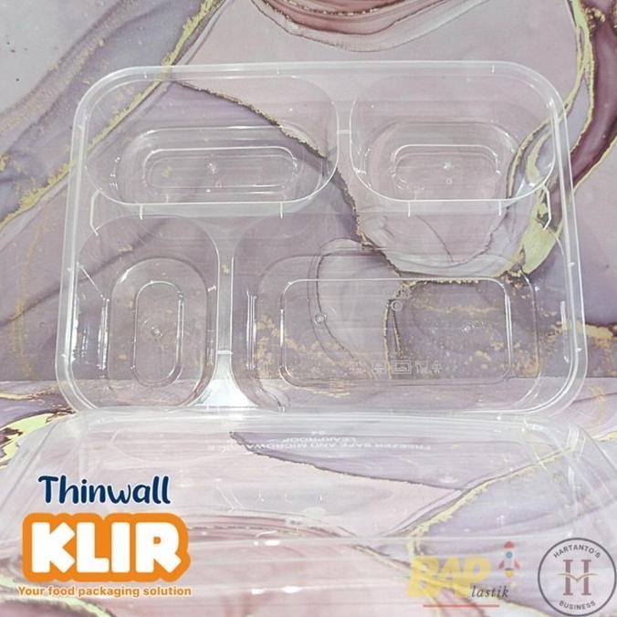 (Expert) Thinwall Bento 4 Sekat Dome KLIR