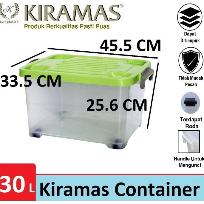 

Terlaris Kiramas Kontainer Box 30 Liter 1037 Ar Ada Roda Body Transparant