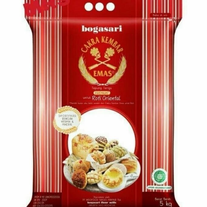 

(Expert) Tepung Cakra kembar emas premium roti oriental 5 kg
