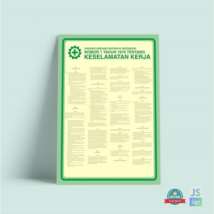 (Expert) Poster Safety K3 Keselamatan Kerja UU no.1 tahun 1970 Ukuran A2