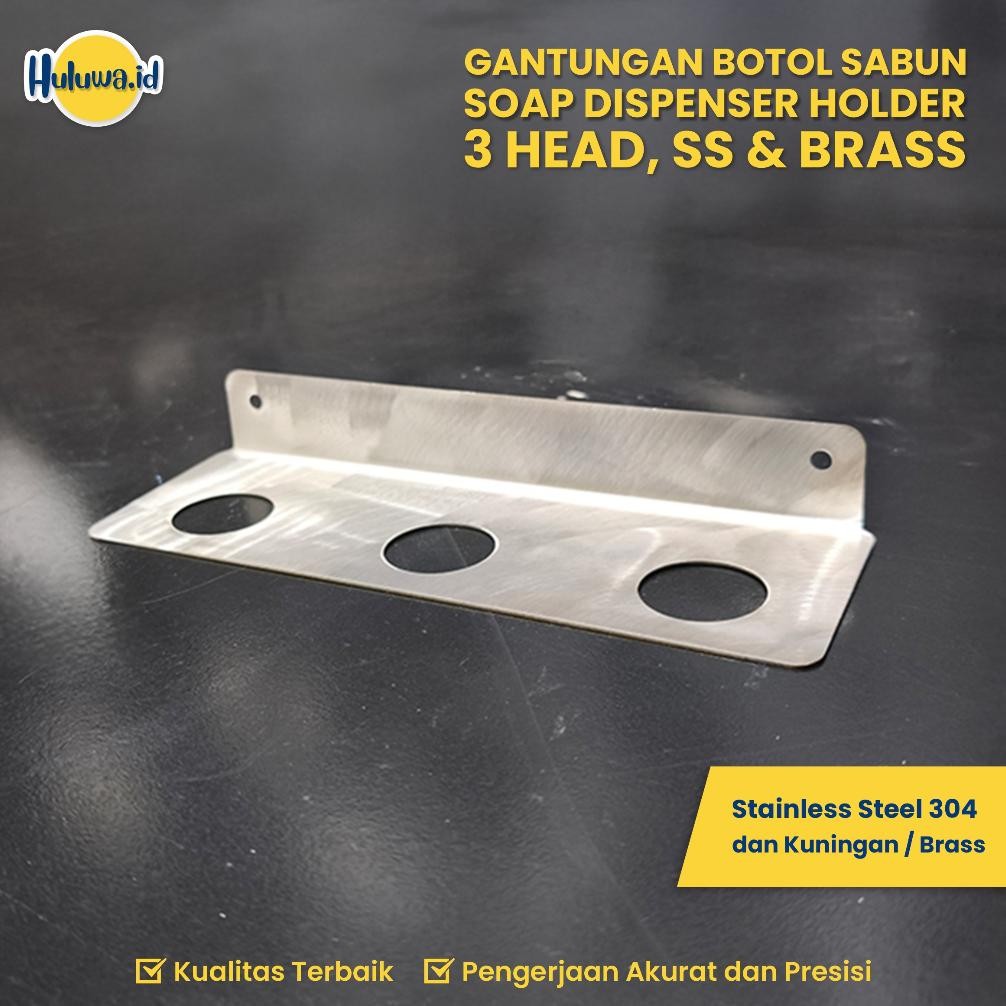 Gantungan Botol Sabun / Soap Dispenser Holder Stainless / Kuningan 3Head