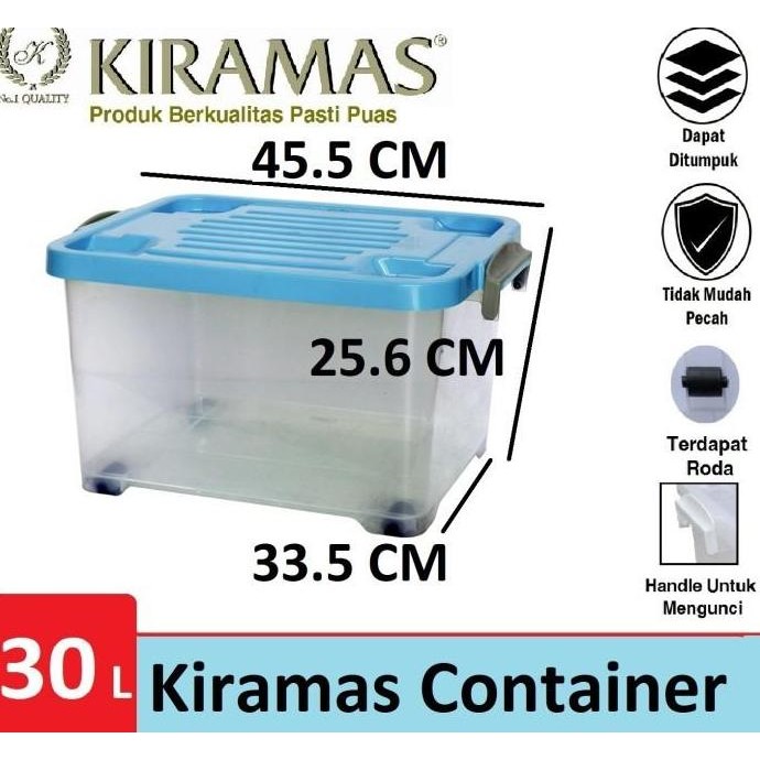 

Terlaris Kiramas Kontainer Box 30 Liter 1037 Ar Ada Roda Body Transparant Gojek