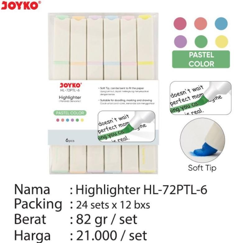 

highlighter HL-72 PTL-6 ( 6 warna ) harga /set isi 6