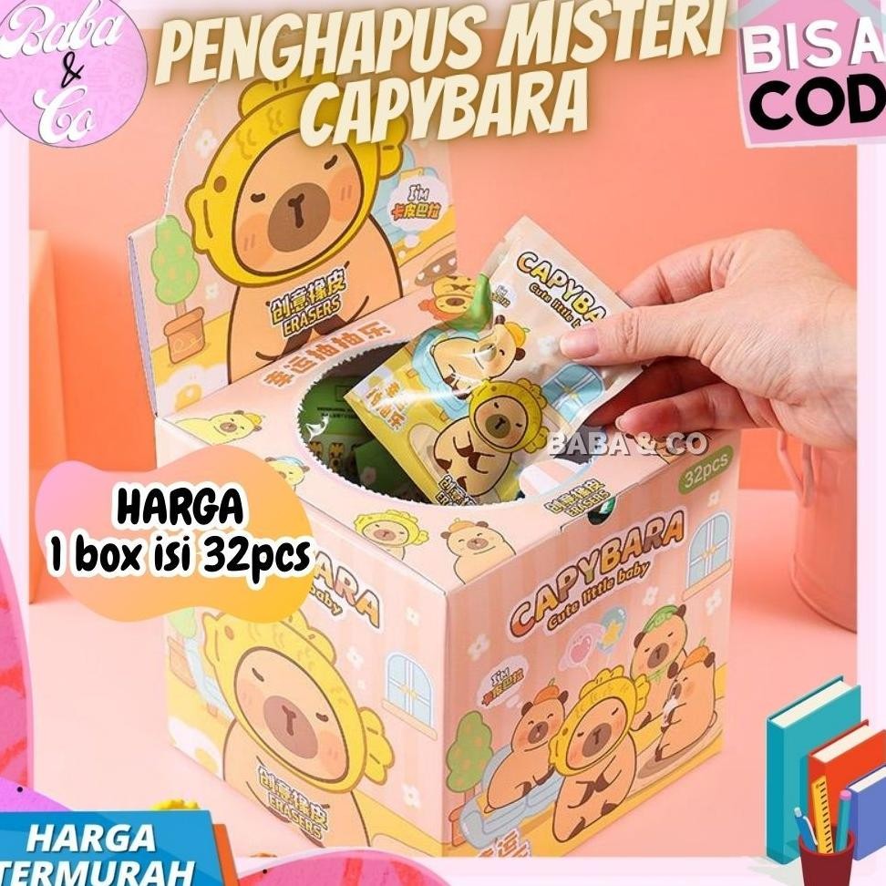 

1 BOX 32pcs PENGHAPUS MISTERI CAPYBARA LUCU UNIK BLIND BOX MYSTERY PACK CAPYBARA ERASER